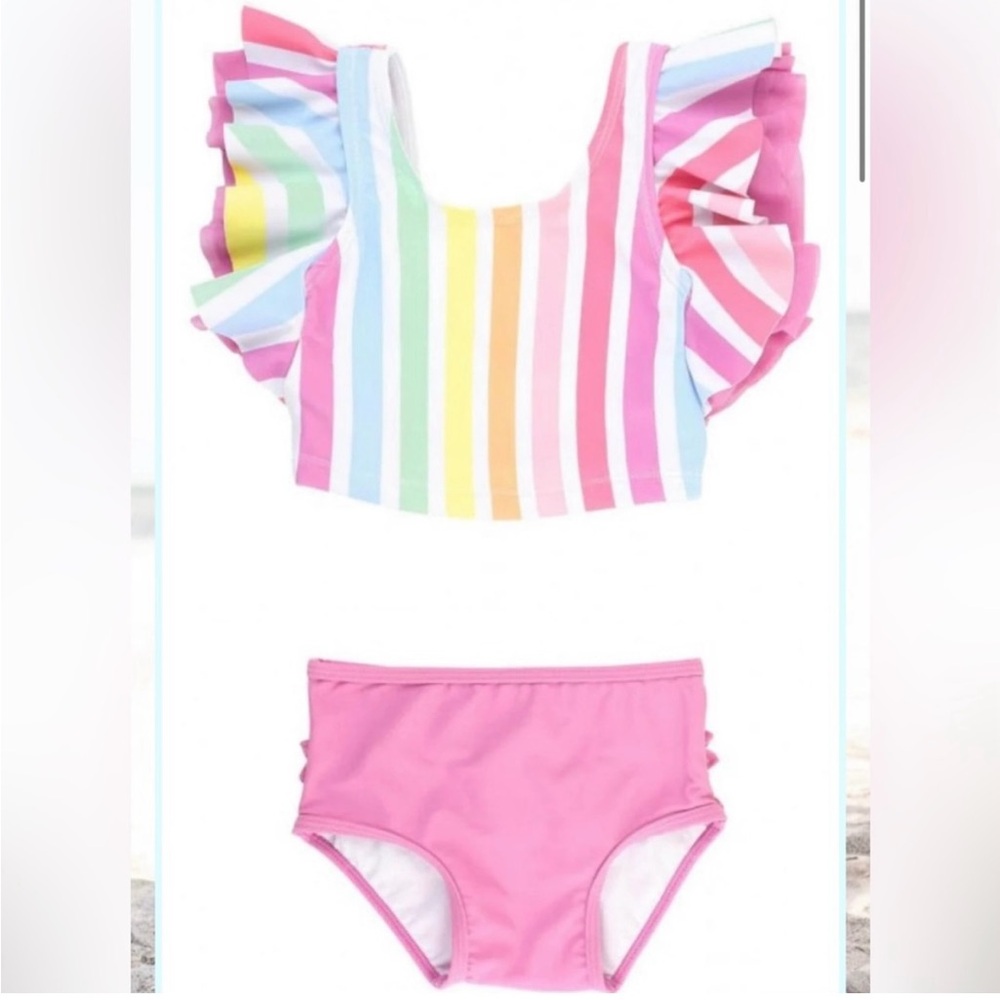 Ruffle Butts rainbow dream orchid butterfly tankini swimsuit 6-12 months NEW